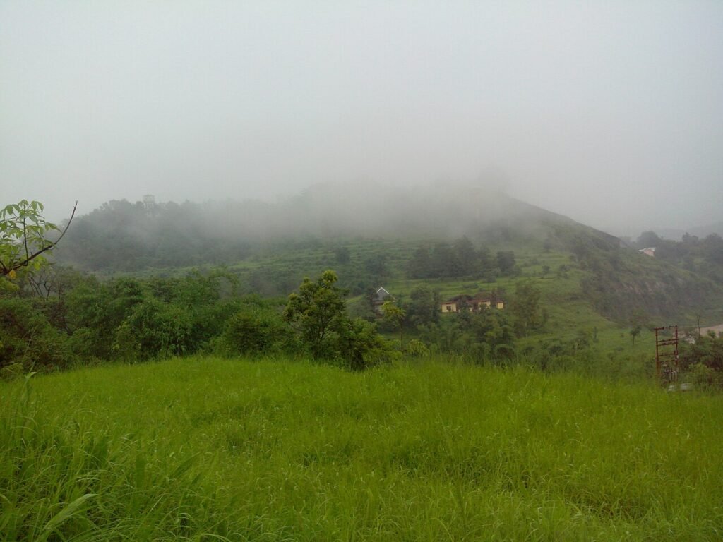 Landscape near Hamirpur in Himachal Pradesh, with lower hills and rural scenery