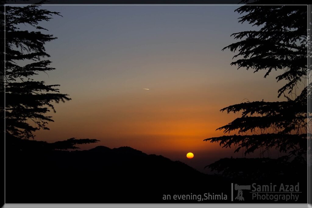 Evening view of Shimla hill town in Himachal Pradesh