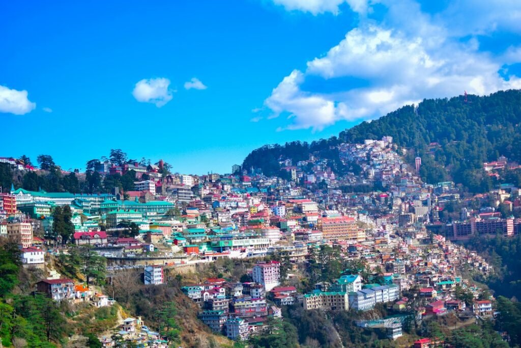 Mountain town landscape in Shimla, Himachal Pradesh