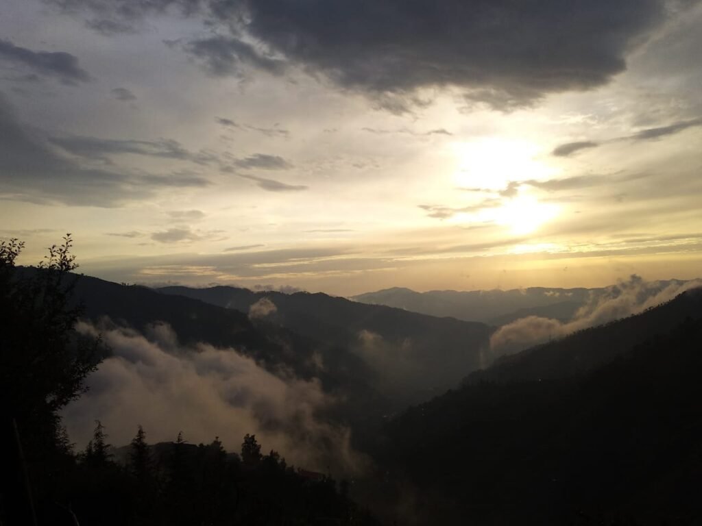 Sunset landscape used to illustrate travel in Sirmaur district, Himachal Pradesh