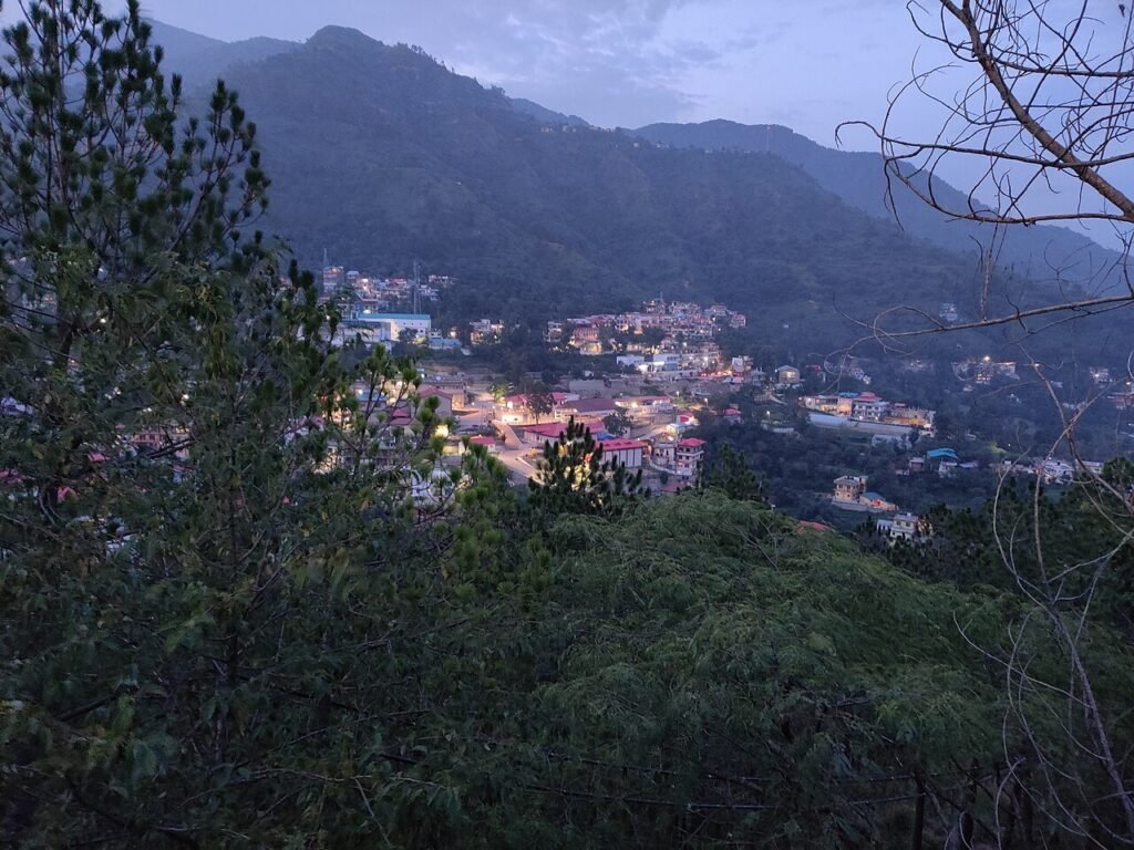 Solan town landscape in Himachal Pradesh at twilight